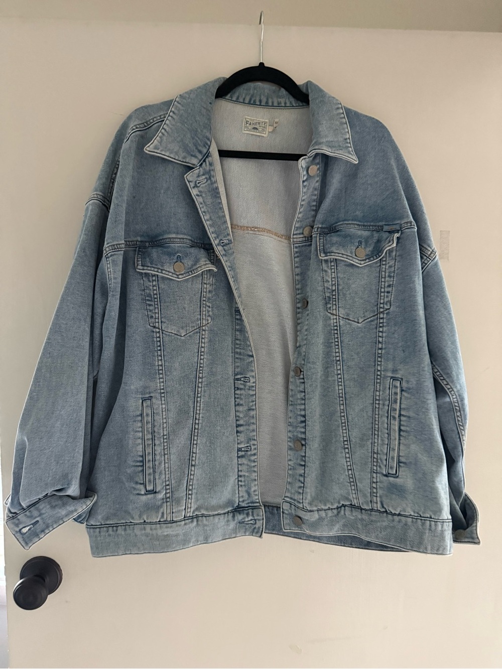 Faherty Light Blue Oversized Denim Jacket